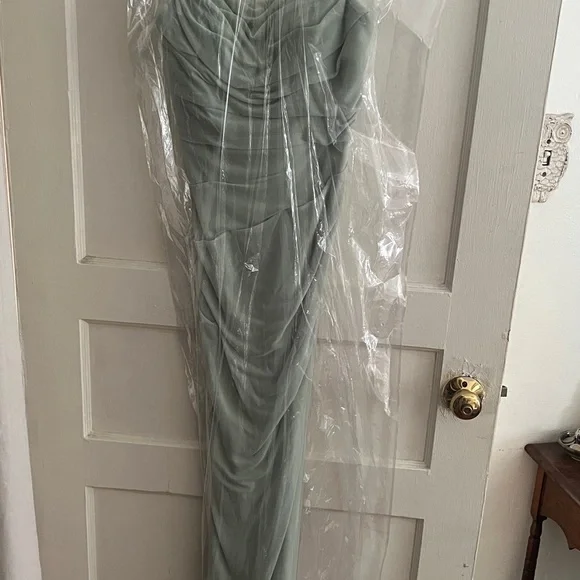 Azazie Strapless Dress in dusty sage - Picture 2 of 2